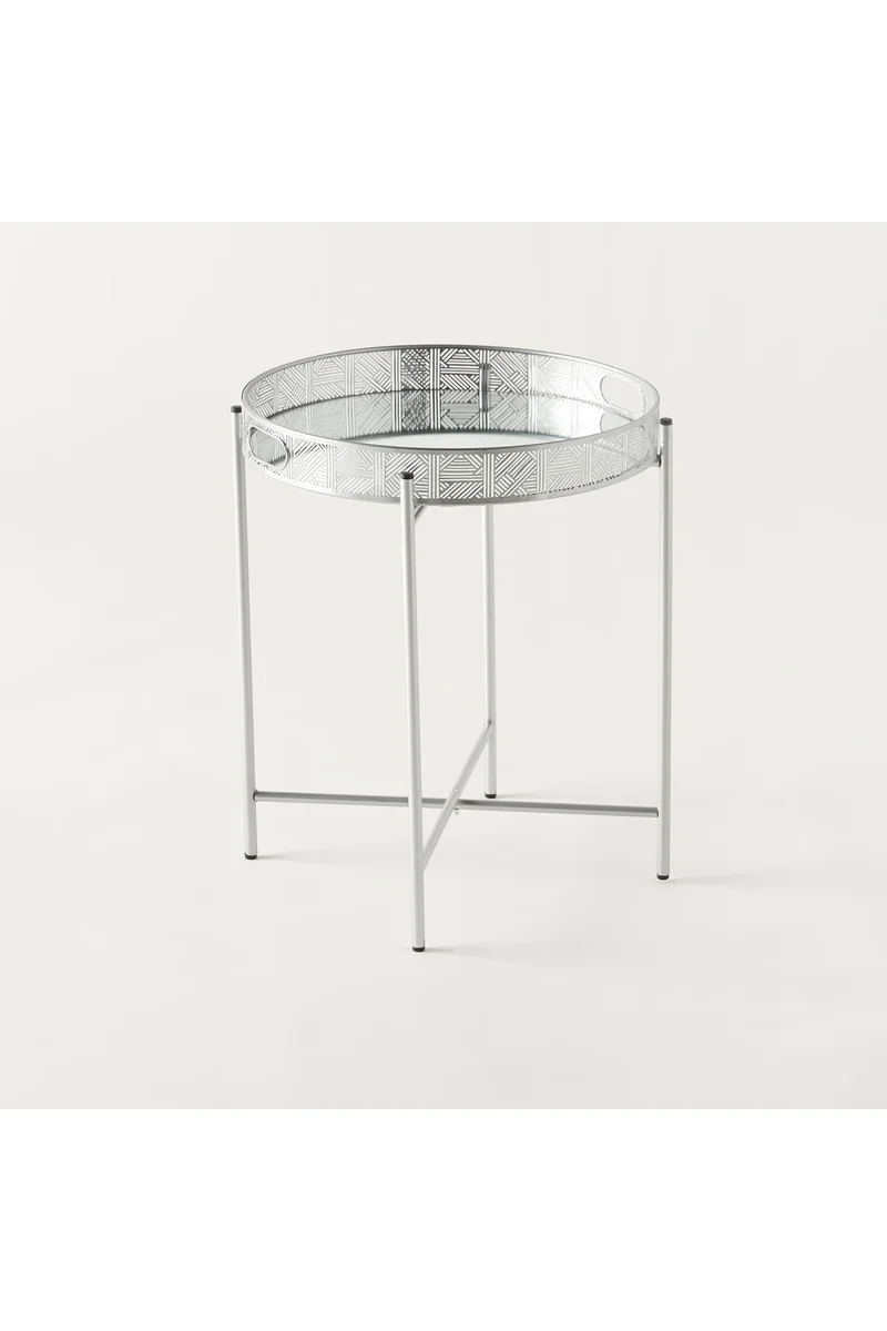 LIFESTYLE Metallic Accent Table with Mirror - 42x42x47 cms